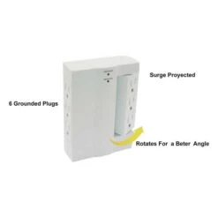 6 Outlet Swivel 3Prong Wall Tap Adapter 300J Surge Protector -Schuko shop 2105 sf 31 p4