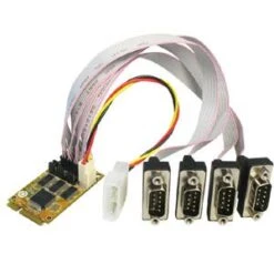 4-port DB9 Male RS-232 PCIe MiniCard Serial Board With Power Output