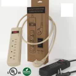 Portable 4 Outlets Power Strip With Surge Protector, 45˚ Degree Thin Plug -Schuko shop 51w1 w45 04 1