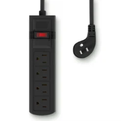 Portable 4 Outlets Power Strip With Surge Protector, 45˚ Degree Thin Plug -Schuko shop 51w1 w45 04 bk 2