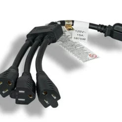 14 AWG NEMA 5-15P To 3 NEMA 5-15R Outlet Saver Power Cord Splitter