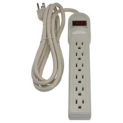 6-Outlets Plastic Surge Protector With 6ft Cord