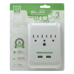 3 Outlet Surge Wall Tap With 2 USB Ports