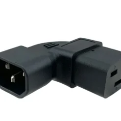 IEC320 C14 Male Plug To C19 Connector Angled Right - Block Plug Adapter