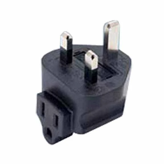 USA NEMA 5-15R To British BS1363A UK Fused Power Plug Adapter, Right Angle 1 USA NEMA 5-15R To British BS1363A UK Fused Power Plug Adapter, Right Angle